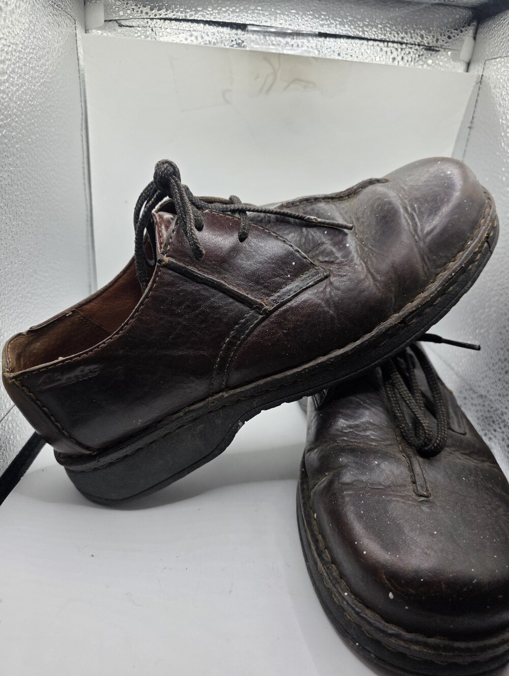 Clarks Active Air Mens Size 8.1/2 W Brown Leather Lace Up Oxford Derby Shoes 373